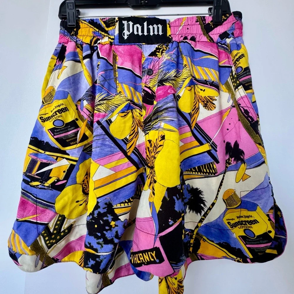 Palm Angels Pink and Yellow Graphic Blouse and Shorts set, size L, made in Italy - Picture 11 of 16